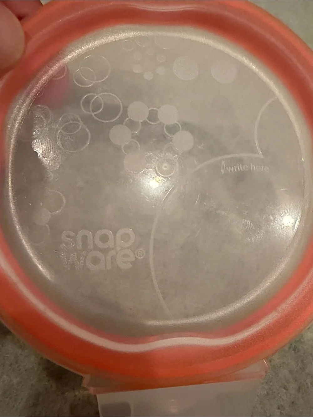 Pyrex 1 cup Clear Glass Bowl with Coral-Orange Snapware Lid